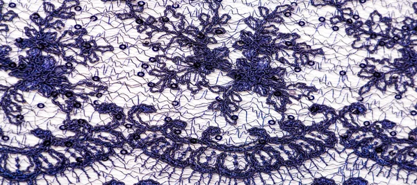Textur, Muster, Spitze blau auf weißem Hintergrund. heikel und — Stockfoto
