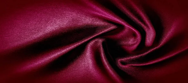 Tekstura, czerwone tkaniny jedwabne zdjęcie panoramiczne. Jedwabny książę nastrój satynowy - — Zdjęcie stockowe
