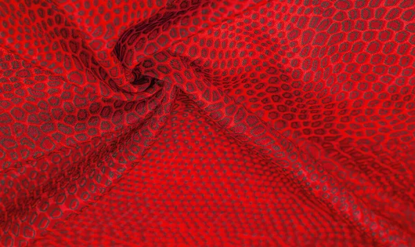 Red silk fabric, animal skin. All projects are new and designed — Stock Photo, Image