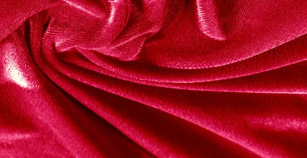 Pola, tekstur, latar belakang, kain beludru merah, gaya beludru. P — Stok Foto