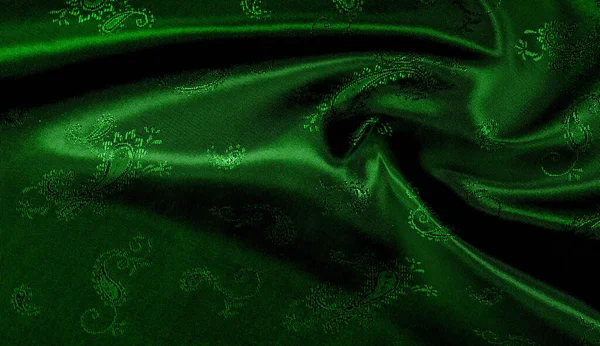 Textura, fondo, patrón Tela de gasa de seda verde con un pa — Foto de Stock