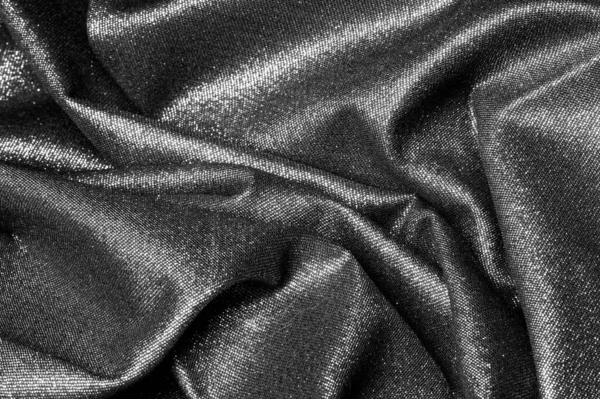 Texture, sfondo, pattern. Tessuto grigio nero rivestito con un met — Foto Stock