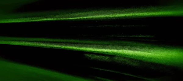 텍스처, 배경, 패턴. 녹색 실크 직물 파노라마 사진. — 스톡 사진