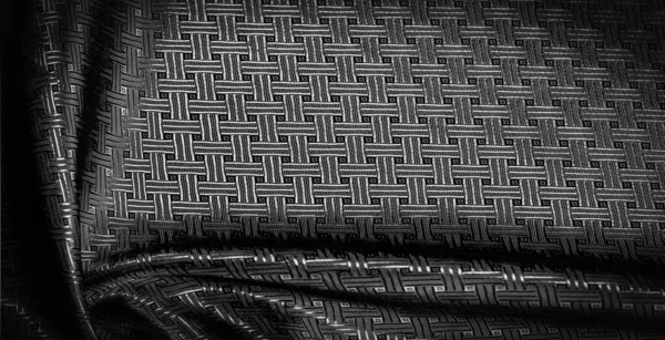 Texture de fond, motif. Tissu en soie noire avec un petit chèque — Photo