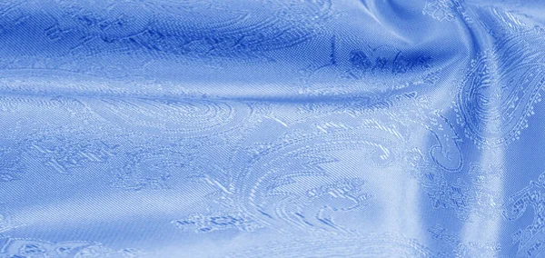 纹理，背景，图案。这块布是丝绸蓝色的。豪华在 — 图库照片