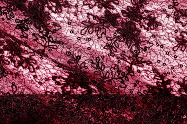 Doku, desen, beyaz bir arka plan üzerinde kırmızı dantel kumaş. Şarküteri