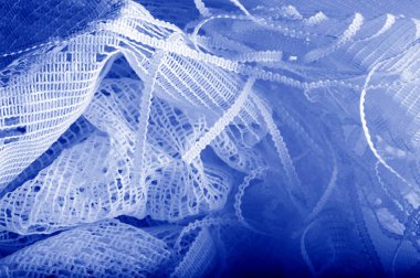 Doku, arka plan mavi tül. Hacim, yetenek veya ayrıntılı d ekleme