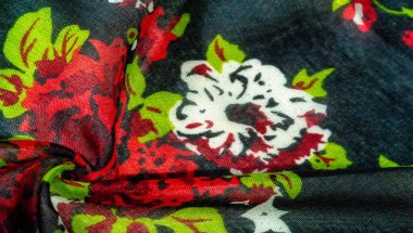 Doku arka plan, gül boyalı col ile koyu mavi ipek kumaş