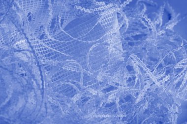 Doku, arka plan mavi tül. Hacim, yetenek veya ayrıntılı d ekleme