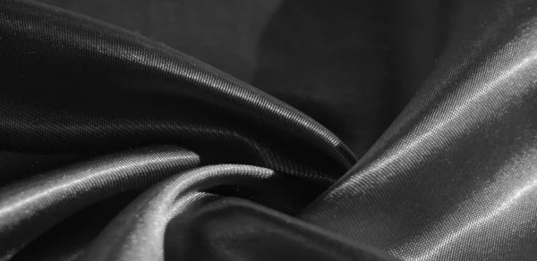 Texture, background, pattern, silk fabric in black. This adorabl — Stock Photo, Image