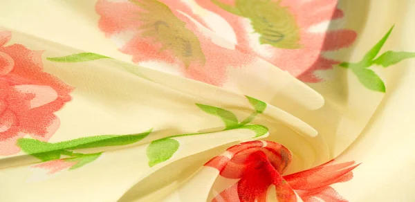 Textura de fundo, padrão, papel de parede. tecido de seda bege, r vermelho — Fotografia de Stock