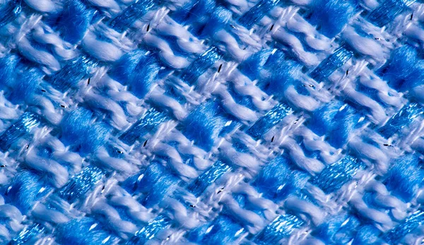 Υφή, ύφασμα, μοτίβο. Μεγάλο ύφασμα από μπλε και άσπρα νήματα, — Φωτογραφία Αρχείου
