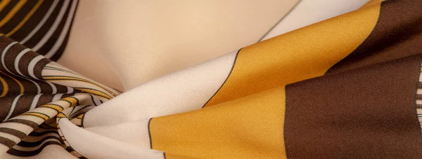 Textura, fundo, padrão, tecido de seda de cor marrom, geomet — Fotografia de Stock