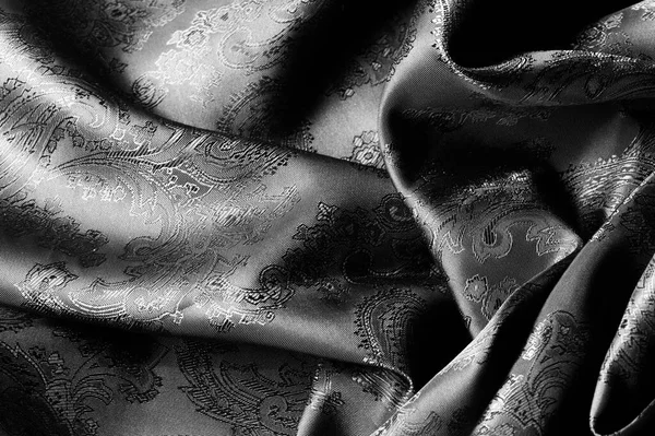 Texture, fond, tissu gris acier noir avec une patte paisley — Photo