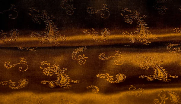 Textur Hintergrund Muster gelb Senf braun Chiffon Stoff w — Stockfoto