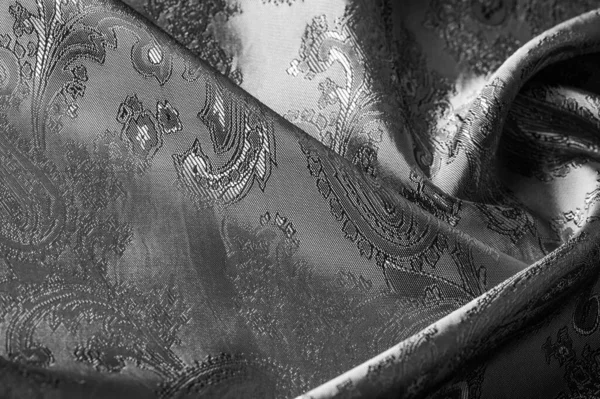 Textúra, háttér, fekete acél szürke szövet a Paisley Patt — Stock Fotó