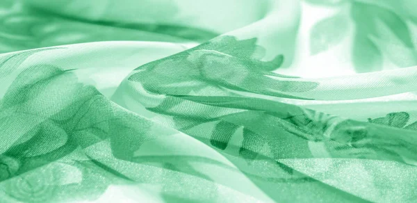 Textura de fundo, padrão, papel de parede. tecido de seda branco, verde — Fotografia de Stock