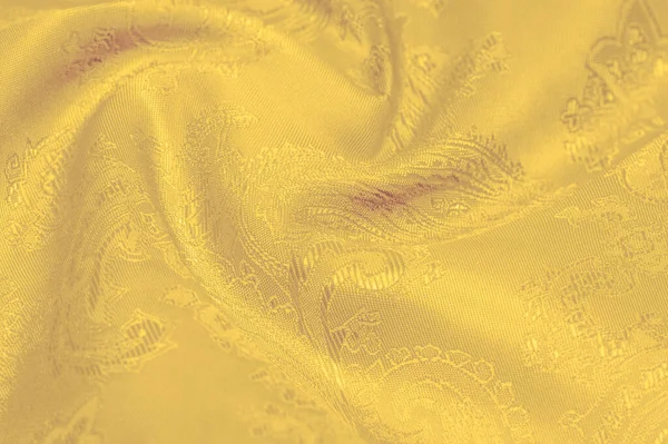 Texture, background, The silk fabric is yellow. This yellow stam — Stock Photo, Image