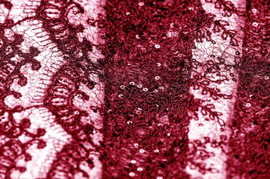 Doku, desen, beyaz bir arka plan üzerinde kırmızı dantel kumaş. Şarküteri