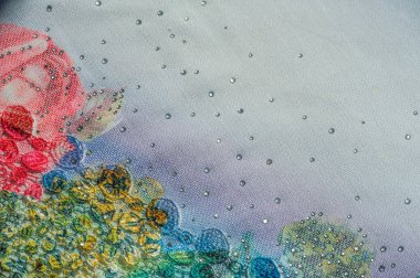 arka plan dokusu; Desen. Yapıştırılmış dantel çizgili kumaş. Mult