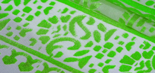 Textura, patrón, colección, tela de seda, bufanda femenina, verde e —  Fotos de Stock