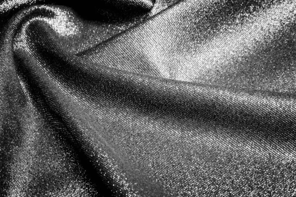 Texture, sfondo, pattern. Tessuto grigio nero rivestito con un met — Foto Stock