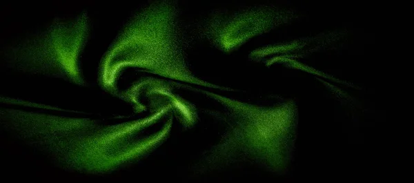 Texture, sfondo, motivo. tessuto di seta verde foto panoramica . — Foto Stock
