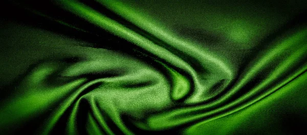 Texture, background, pattern. green silk fabric panoramic photo. — Stock Photo, Image