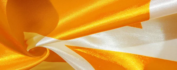 Textuur, achtergrond, patroon, zijde geel en wit crêpe adem — Stockfoto