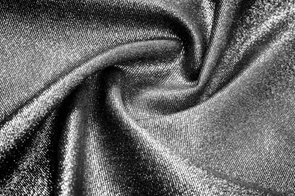 Textura, fundo, padrão. Pano preto cinza revestido com um met — Fotografia de Stock