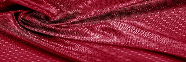 Background Texture Pattern Red Silk Fabric Small Checkered Pattern Classic — Stock Photo, Image