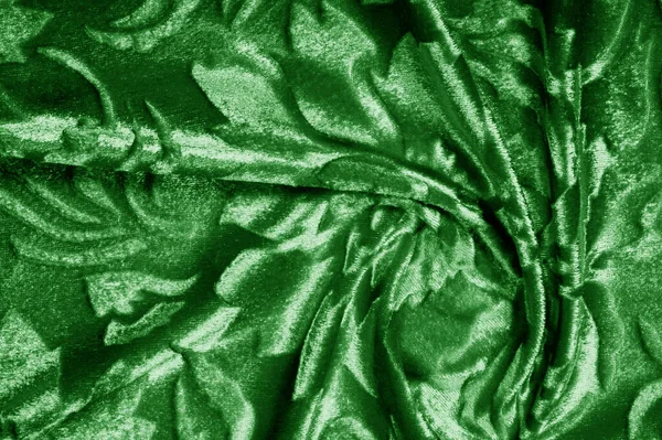 Velor yeşil kumaş Kadife desen bir sünnetsiz altından oyulmuş — Stok fotoğraf