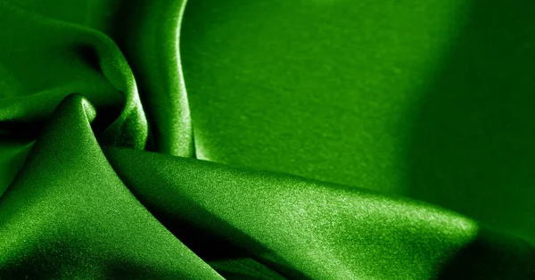 Background, pattern, texture, wallpaper, green silk fabric. Add — Stock Photo, Image