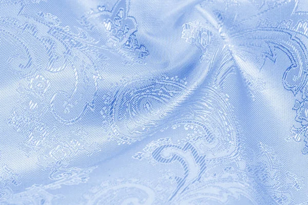 Textura, fundo, padrão. O tecido é azul de seda. Luxo em — Fotografia de Stock
