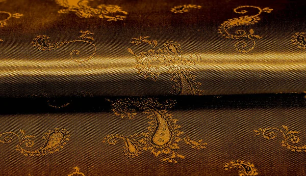 Textura patrón de fondo Amarillo mostaza tela de gasa marrón w — Foto de Stock