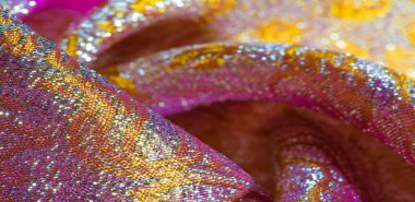 Doku arka planı, desen. pembe brokar kumaş. Organza brocad