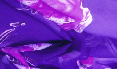 Doku, arka plan, kırmızı çiçek baskılı mavi ipek kumaş. Y