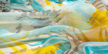 doku arka plan deseni. Renkli dantel ile ipek kumaş. Yello