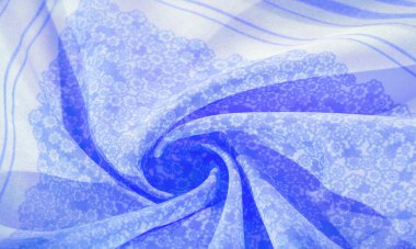 Doku, desen, beyaz bir arka plan üzerinde mavi ipek kumaş, çiçek