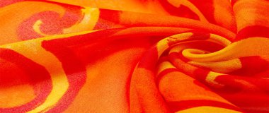 doku ipek, boyalı sarı çiçekler ile kumaş kırmızı arka plan 