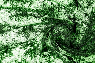 Doku, desen, beyaz bir arka plan üzerinde yeşil dantel kumaş. Th