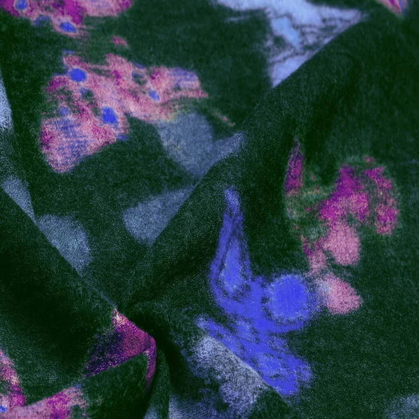 Textura, fundo, tecido de lã em preto com uma manteiga colorida — Fotografia de Stock