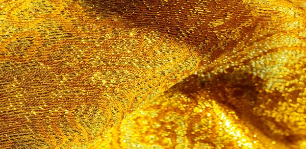 Textúra háttér, mintázat. szövet sárga arany brokát. Az organz — Stock Fotó