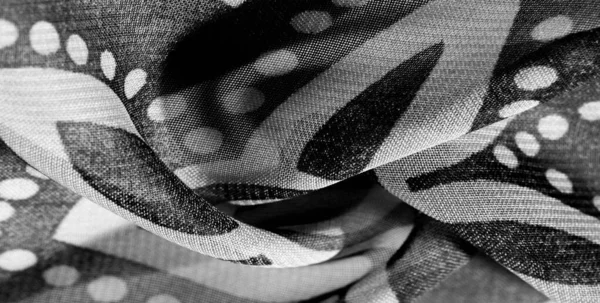 Tekstura, tło, wzór, tapeta. Czarna, biała tkanina jedwabna — Zdjęcie stockowe