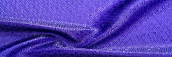 Textura de fundo, padrão. Tecido de seda azul com um pequeno cheque — Fotografia de Stock