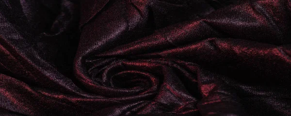 Textura fundo padrão papel de parede seda tecido preto com vermelho — Fotografia de Stock