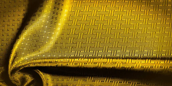 Hintergrund Textur, Muster. gelber, senfseidener Stoff mit einem — Stockfoto