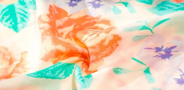 Textúra minta pamut anyagból. Virágok Rózsa egy fehér háttérb — Stock Fotó