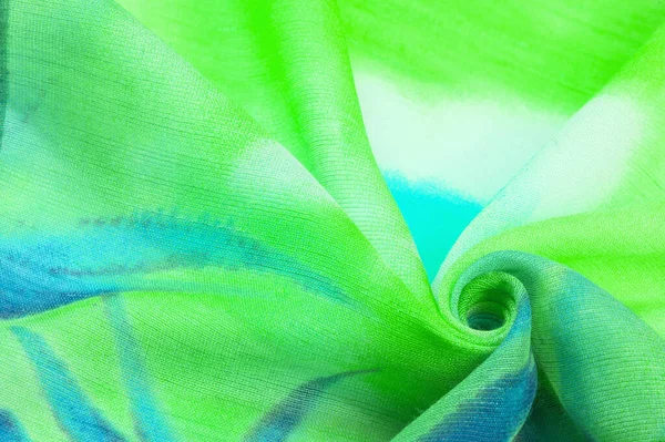 Textura, padrão, coleção, tecido de seda, verde azul amarelo e — Fotografia de Stock