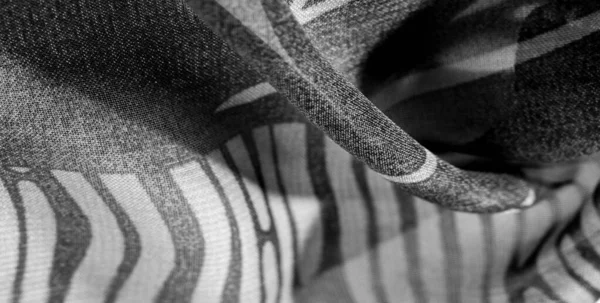 Texture, fond, motif, papier peint. Tissu en soie blanc noir — Photo